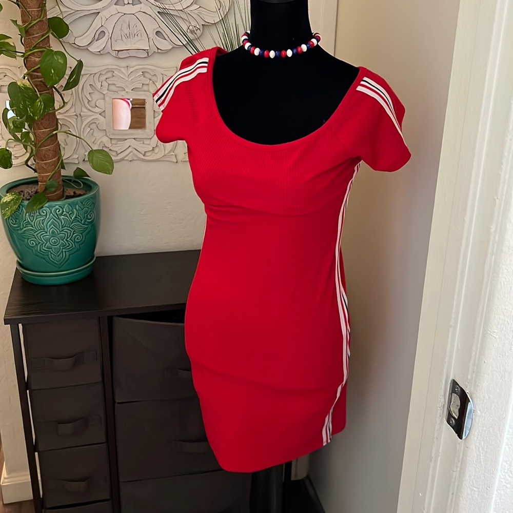 red sporty dress.